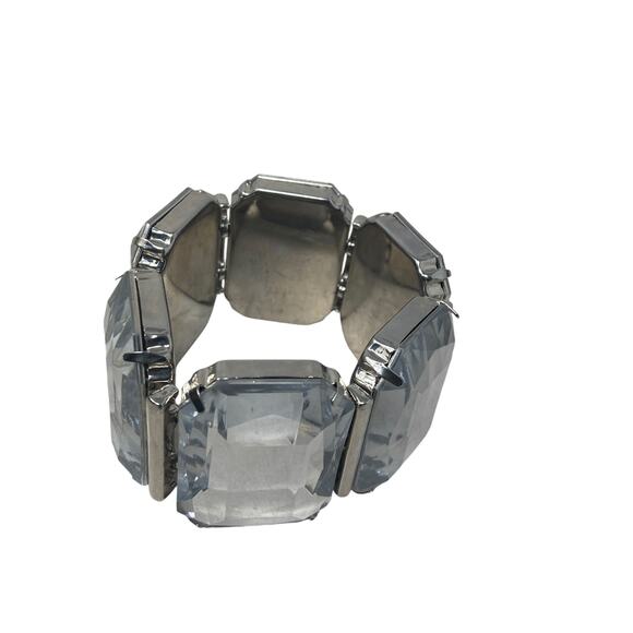Crystal Chunky Stretch Bracelet Clear Formal Costume Fashion Jewelry - Picture 3 of 7